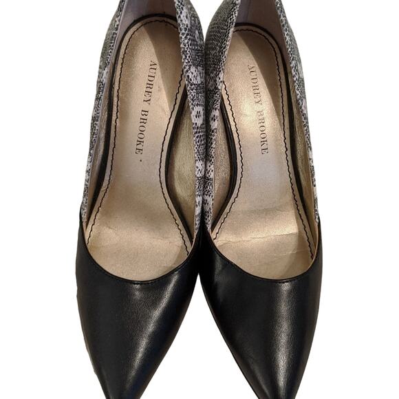 NWOT Audrey Brooke Black/White Pointed Heels 6 - Picture 2 of 6